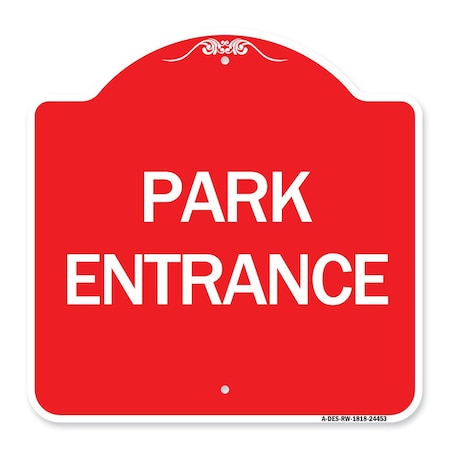 Designer Series Sign-Park Entrance, Red & White Aluminum Architectural Sign